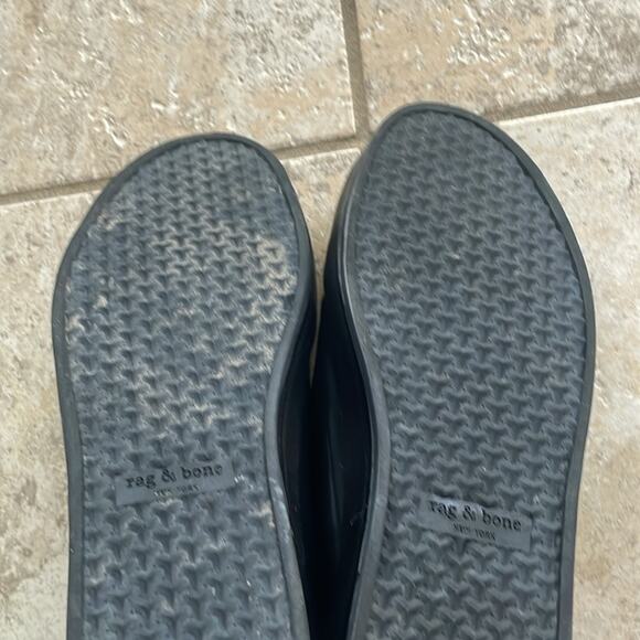 Rag & Bone Rb1 Low Top Liquid Shine Leather Black Sneakers - Picture 9 of 13